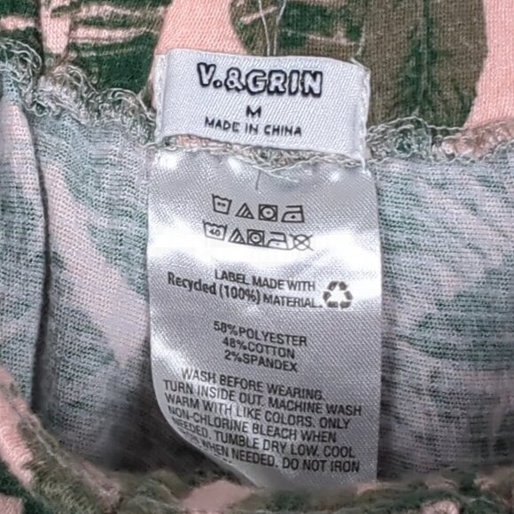 Pink & Green Leaf Print Summer Pants - Picture 3 of 5